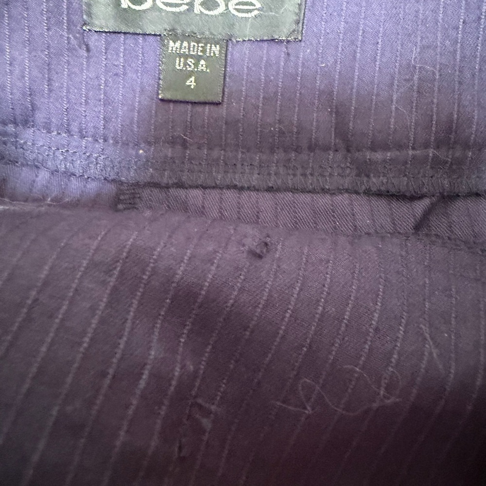 bebe Deep Purple pinstriped Pants w/satin bow tie - Picture 6 of 8